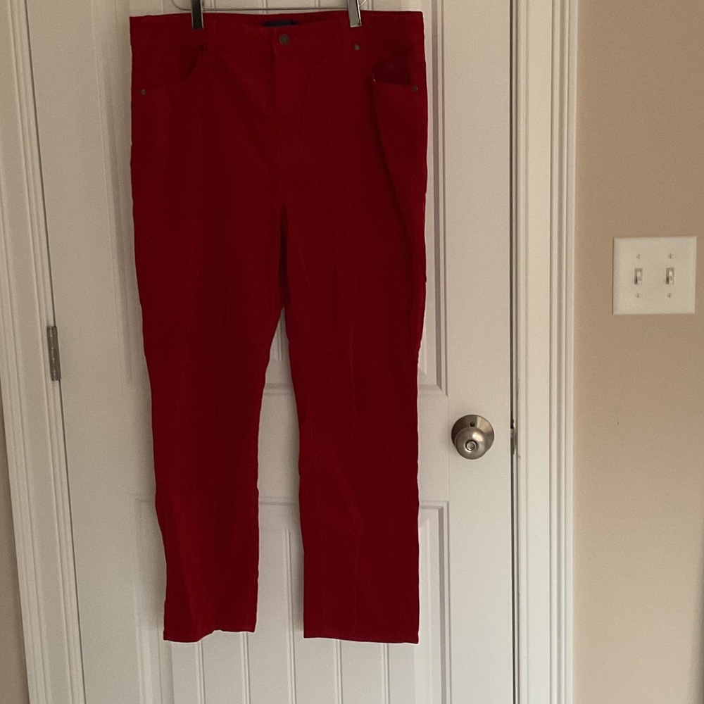 Talbots Bold Red High-Waist Corduroy Straight Leg Pants